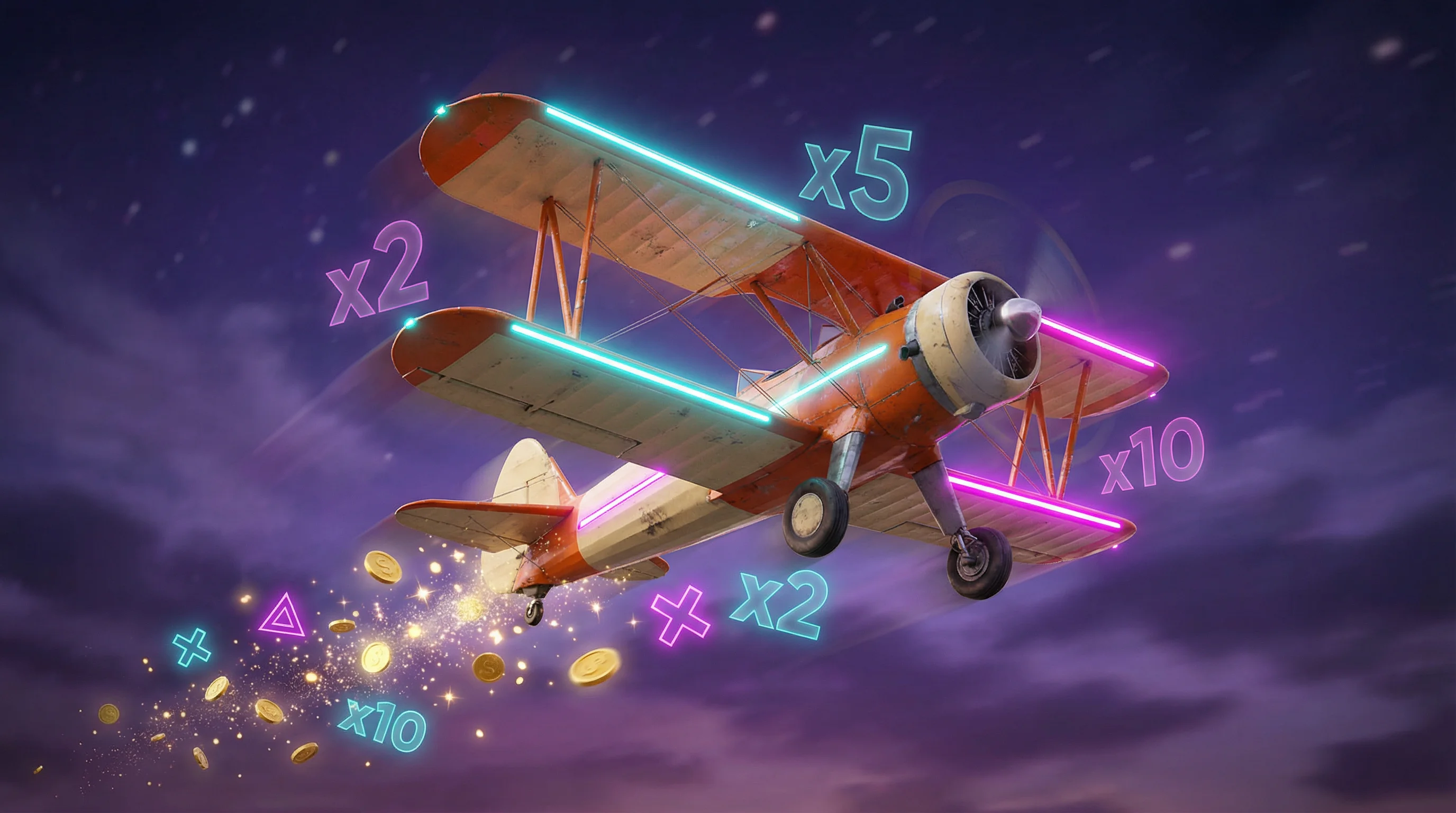 Avión Aviator volando con multiplicadores